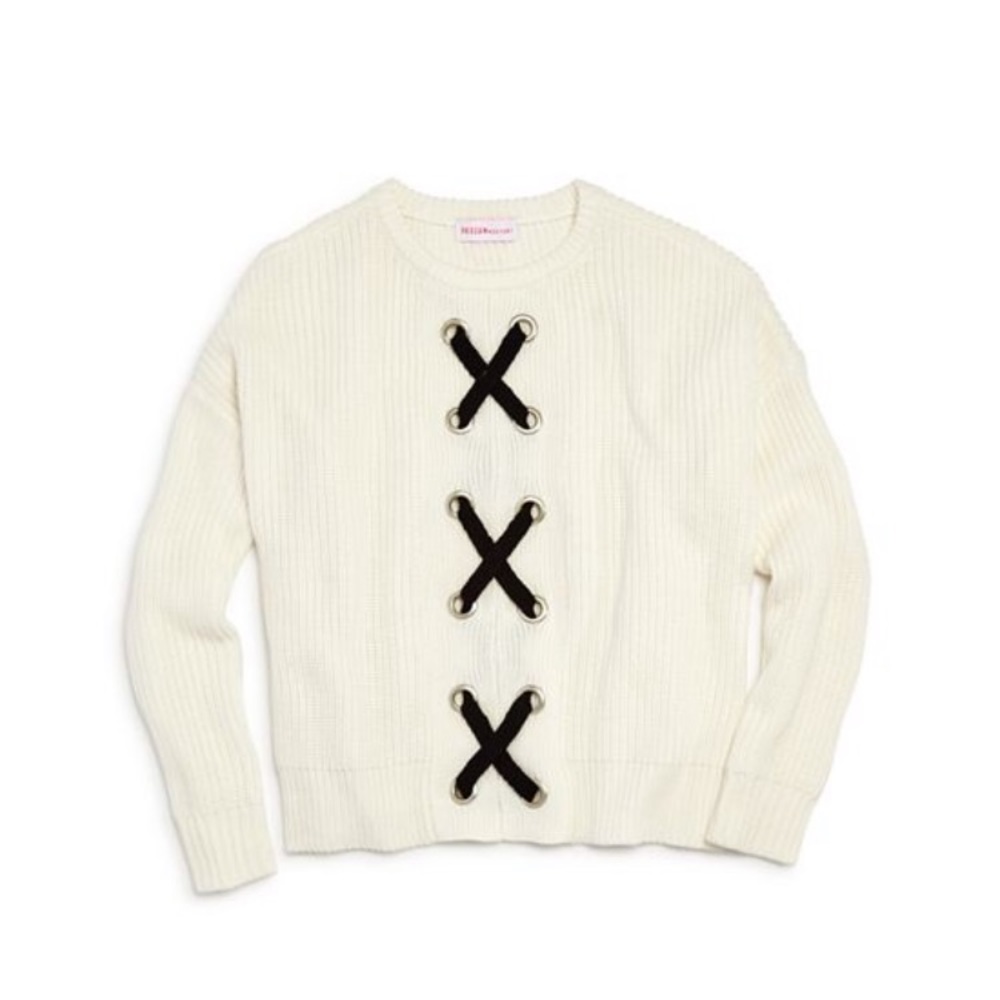 Design history big girls lace up sweater NWT